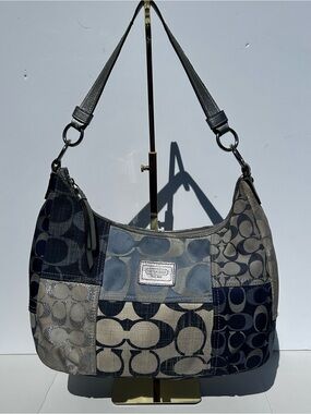 Vintage Coach Carly Patchwork Denim Hobo Bag Signature C F13720 Y2K